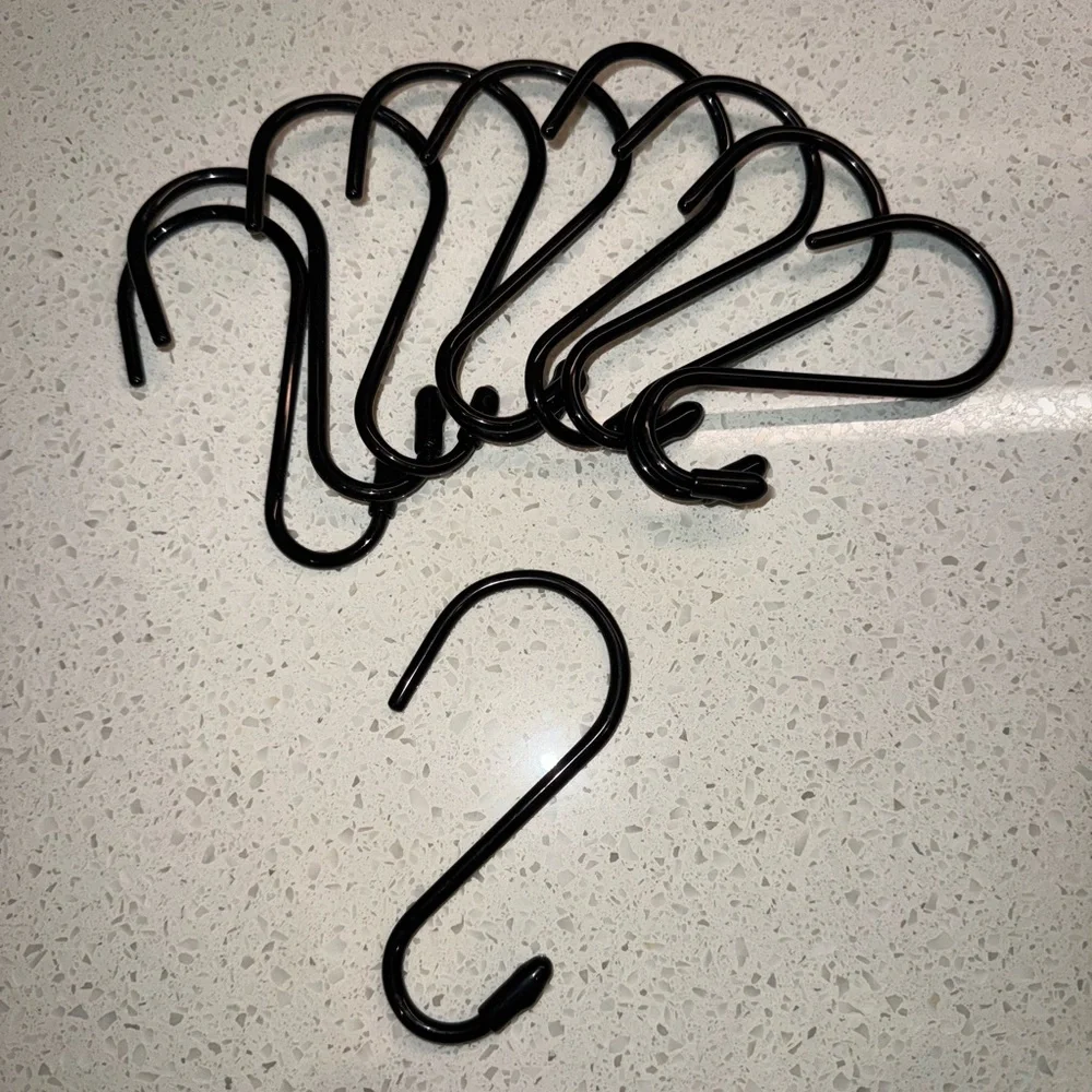 Black S-Shaped Hooks for closet organization - Package of 10